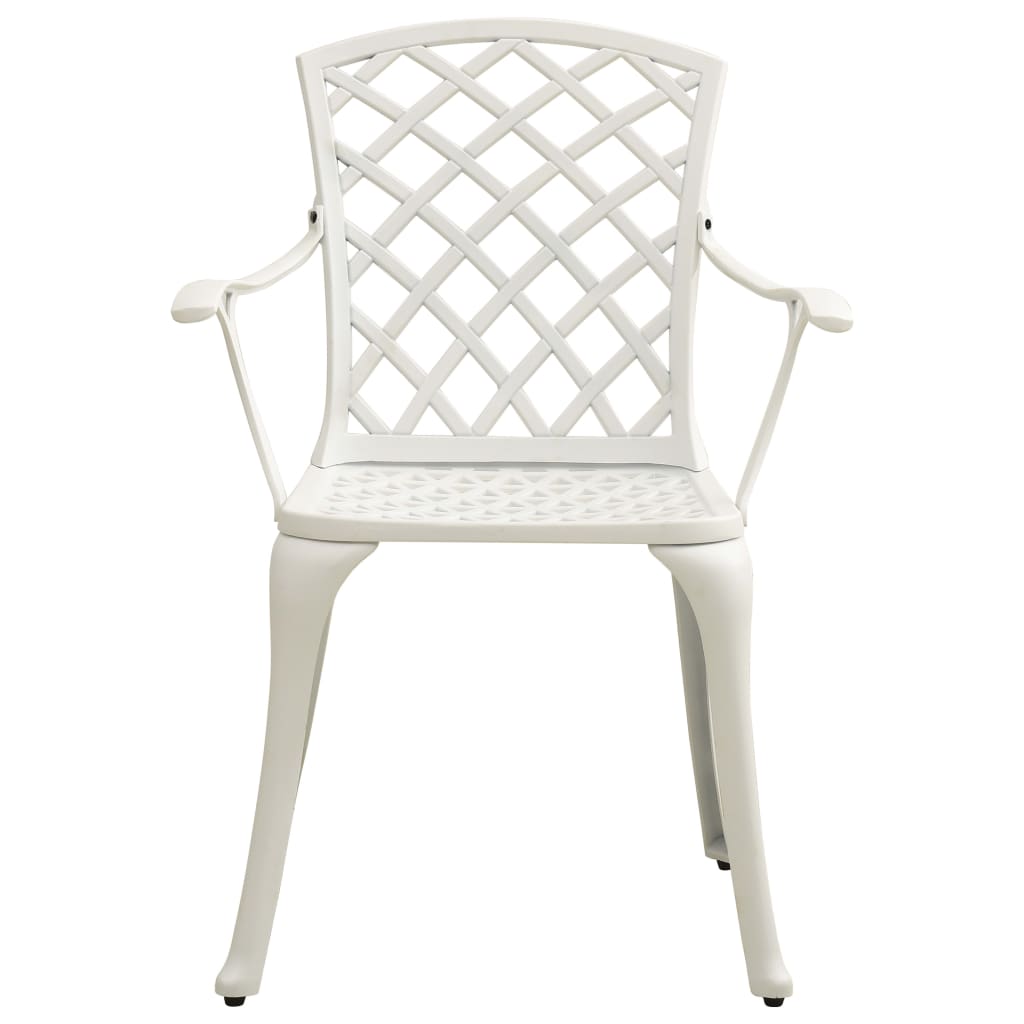vidaXL Bistro Set | White | Cast aluminium | Medium | Decorative Inlays