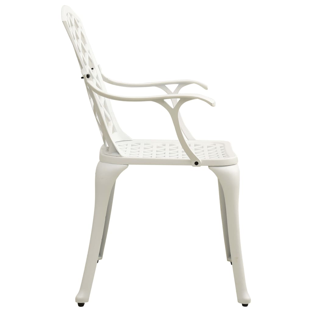 vidaXL Bistro Set | White | Cast aluminium | Medium | Decorative Inlays