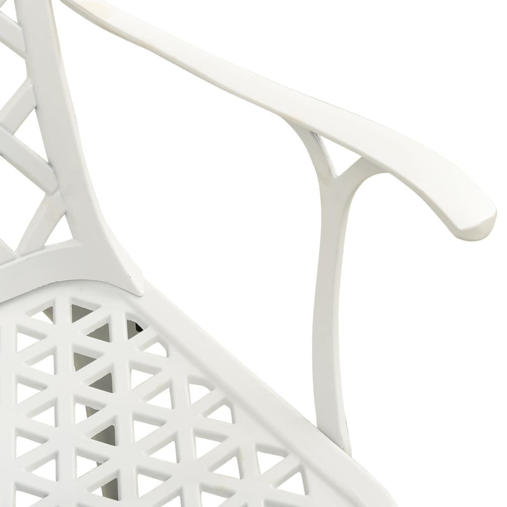 vidaXL Bistro Set | White | Cast aluminium | Medium | Decorative Inlays