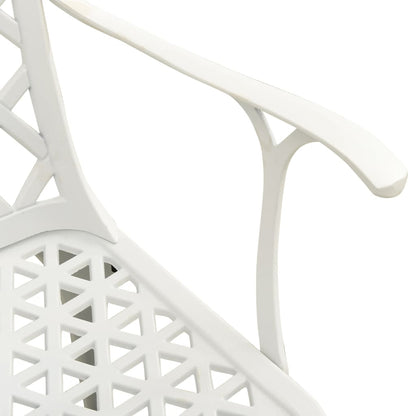 vidaXL Bistro Set | White | Cast aluminium | Medium | Decorative Inlays