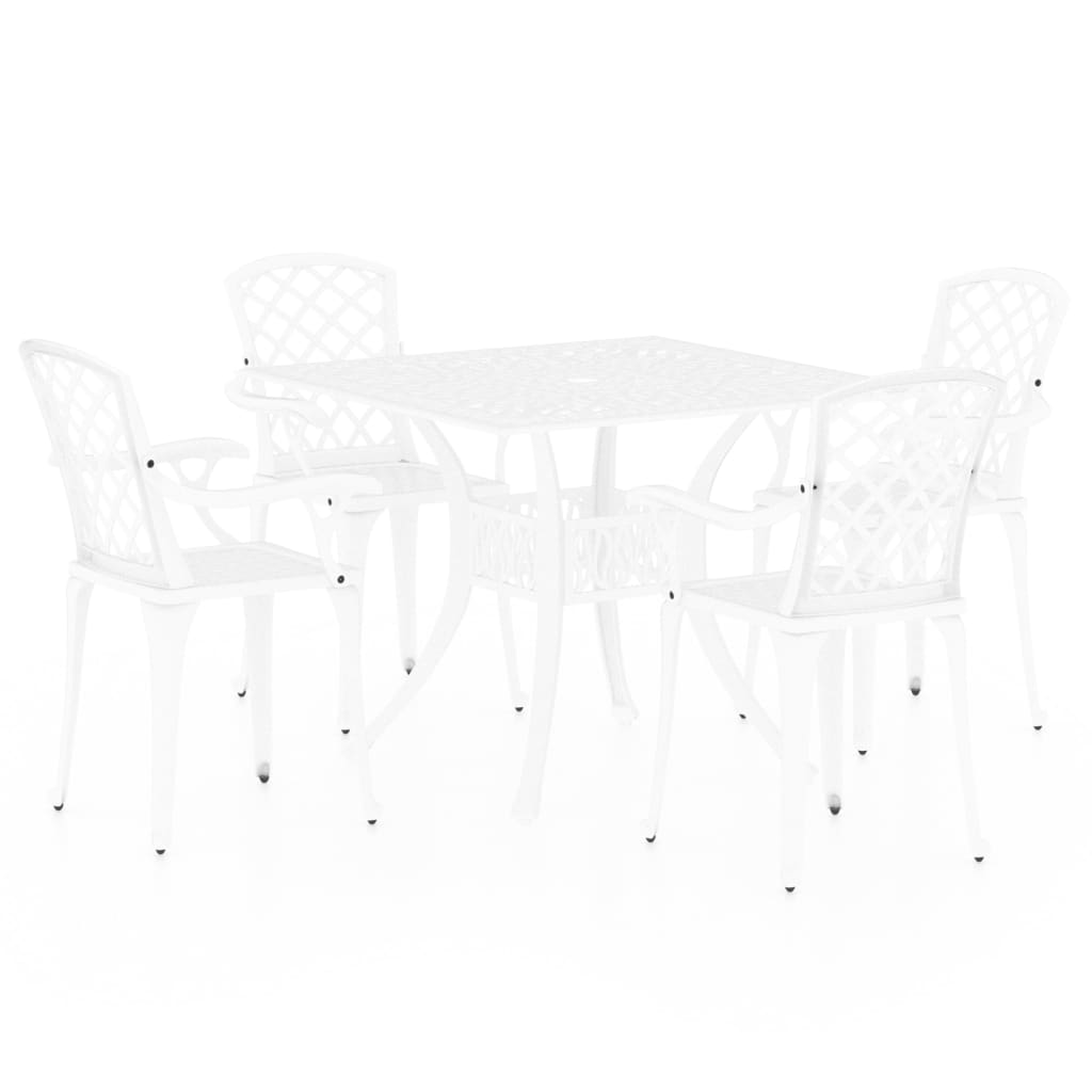 vidaXL Bistro Set | White | Cast aluminium | 5 Piece Set | Durable | Bistro Set