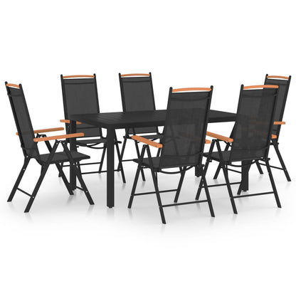 vidaXL Dining Set | Black | Powder-coated aluminium, textilene, WPC | Foldable