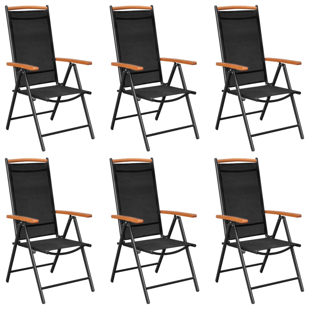 vidaXL Dining Set | Black | Powder-coated aluminium, textilene, WPC | Foldable