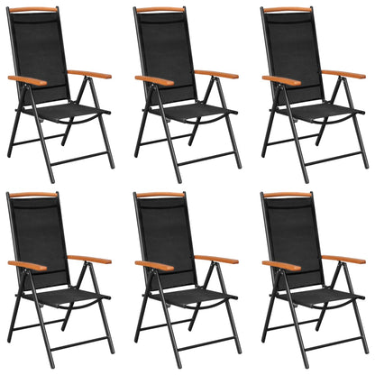 vidaXL Dining Set | Black | Powder-coated aluminium, textilene, WPC | Foldable