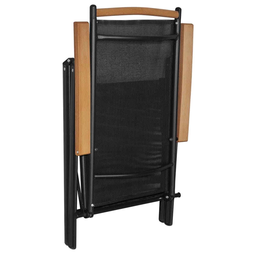 vidaXL Dining Set | Black | Powder-coated aluminium, textilene, WPC | Foldable
