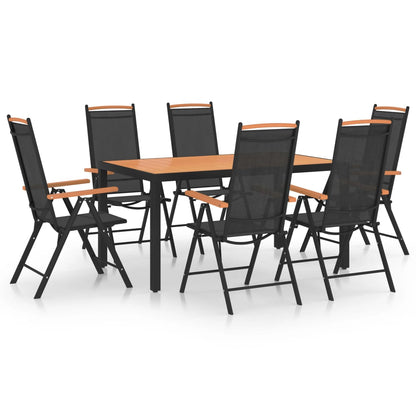 vidaXL Dining Set | Black | Powder-coated aluminium, Textilene, WPC | Medium