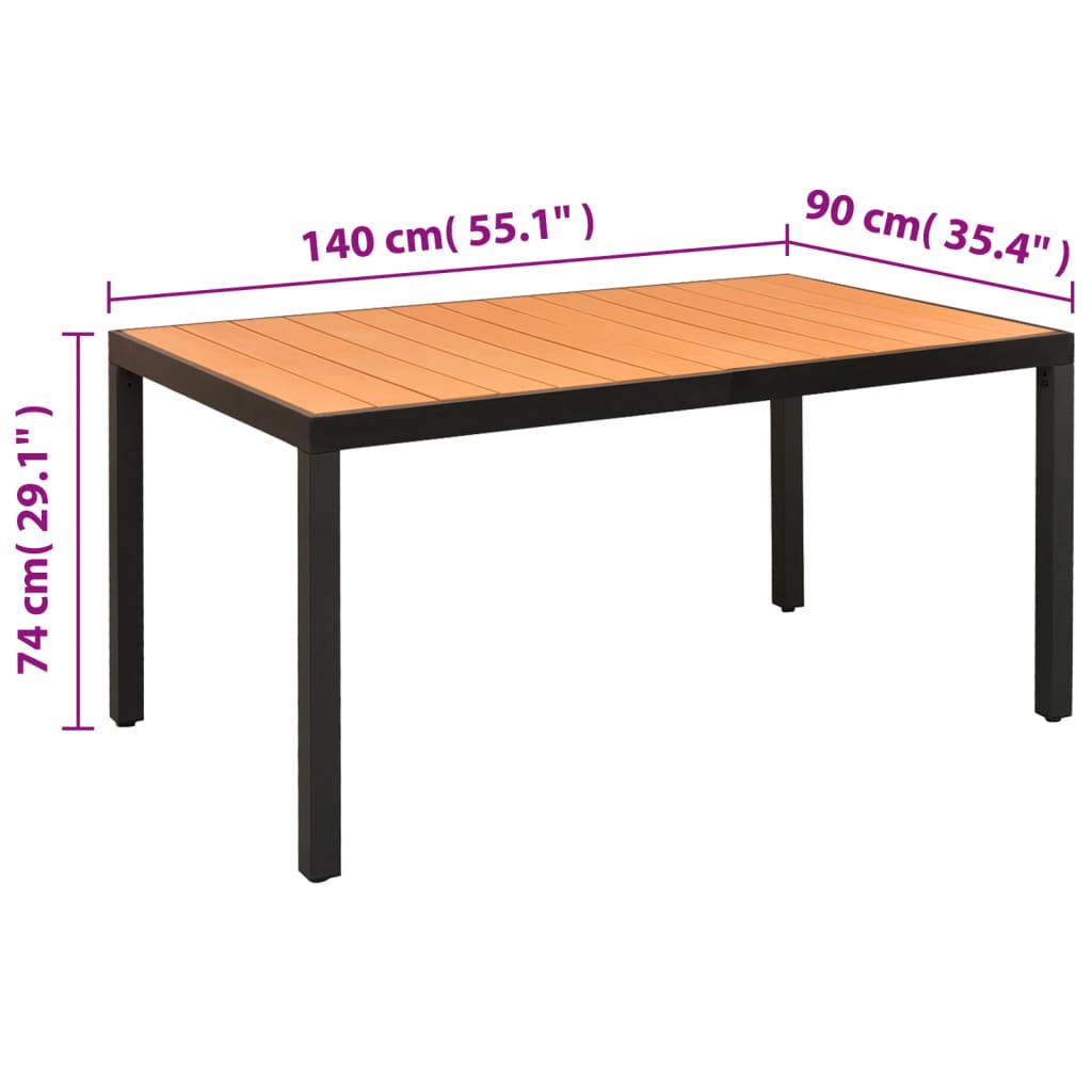 vidaXL Dining Set | Black | Powder-coated aluminium, Textilene, WPC | Medium