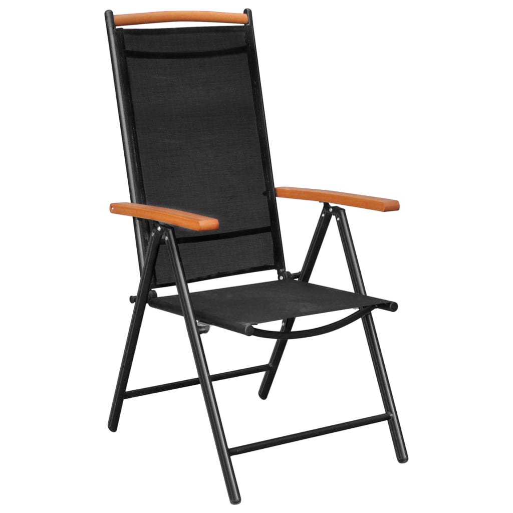 vidaXL Dining Set | Black | Powder-coated aluminium, Textilene, WPC | Medium