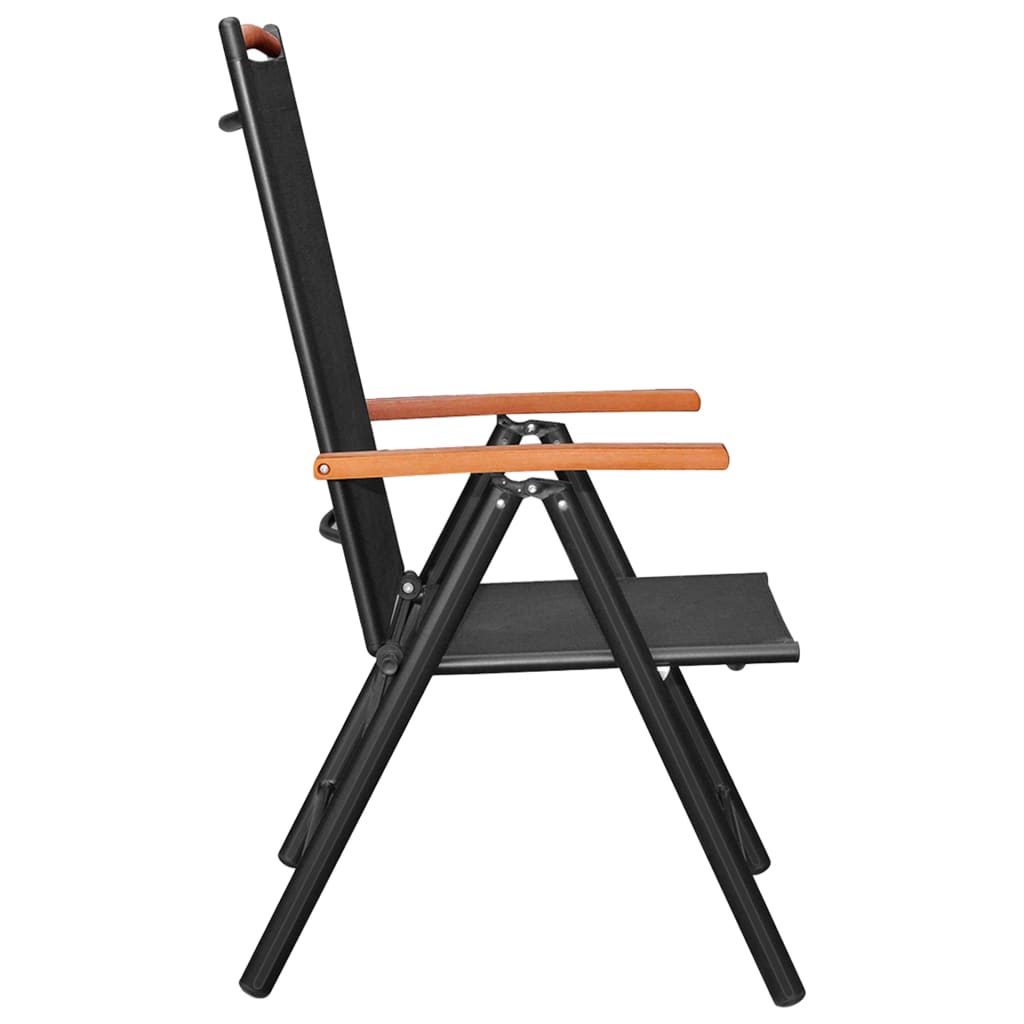 vidaXL Dining Set | Black | Powder-coated aluminium, Textilene, WPC | Medium