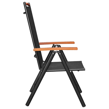 vidaXL Dining Set | Black | Powder-coated aluminium, Textilene, WPC | Medium
