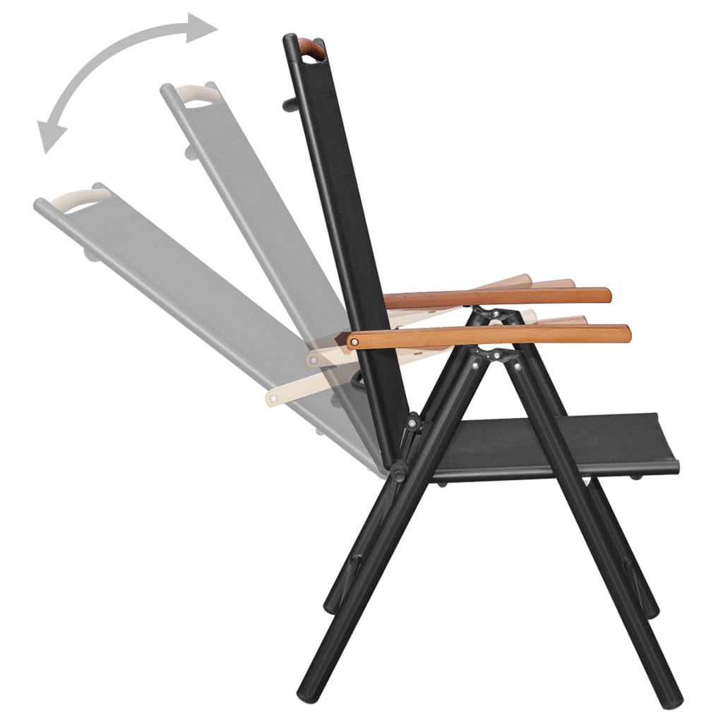 vidaXL Dining Set | Black | Powder-coated aluminium, Textilene, WPC | Medium