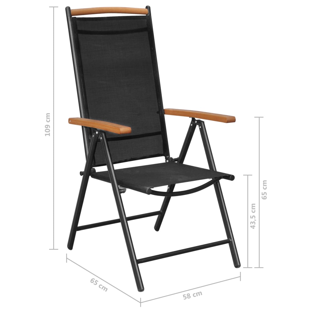 vidaXL Dining Set | Black | Powder-coated aluminium, Textilene, WPC | Medium