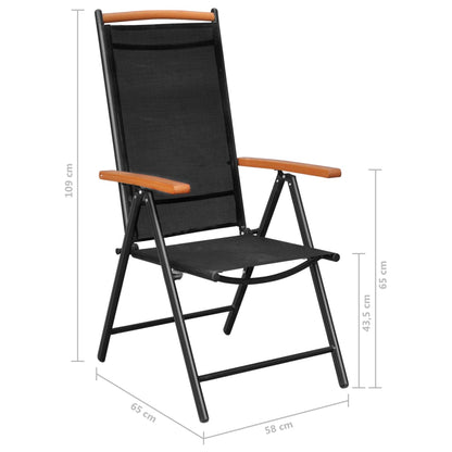vidaXL Dining Set | Black | Powder-coated aluminium, Textilene, WPC | Medium