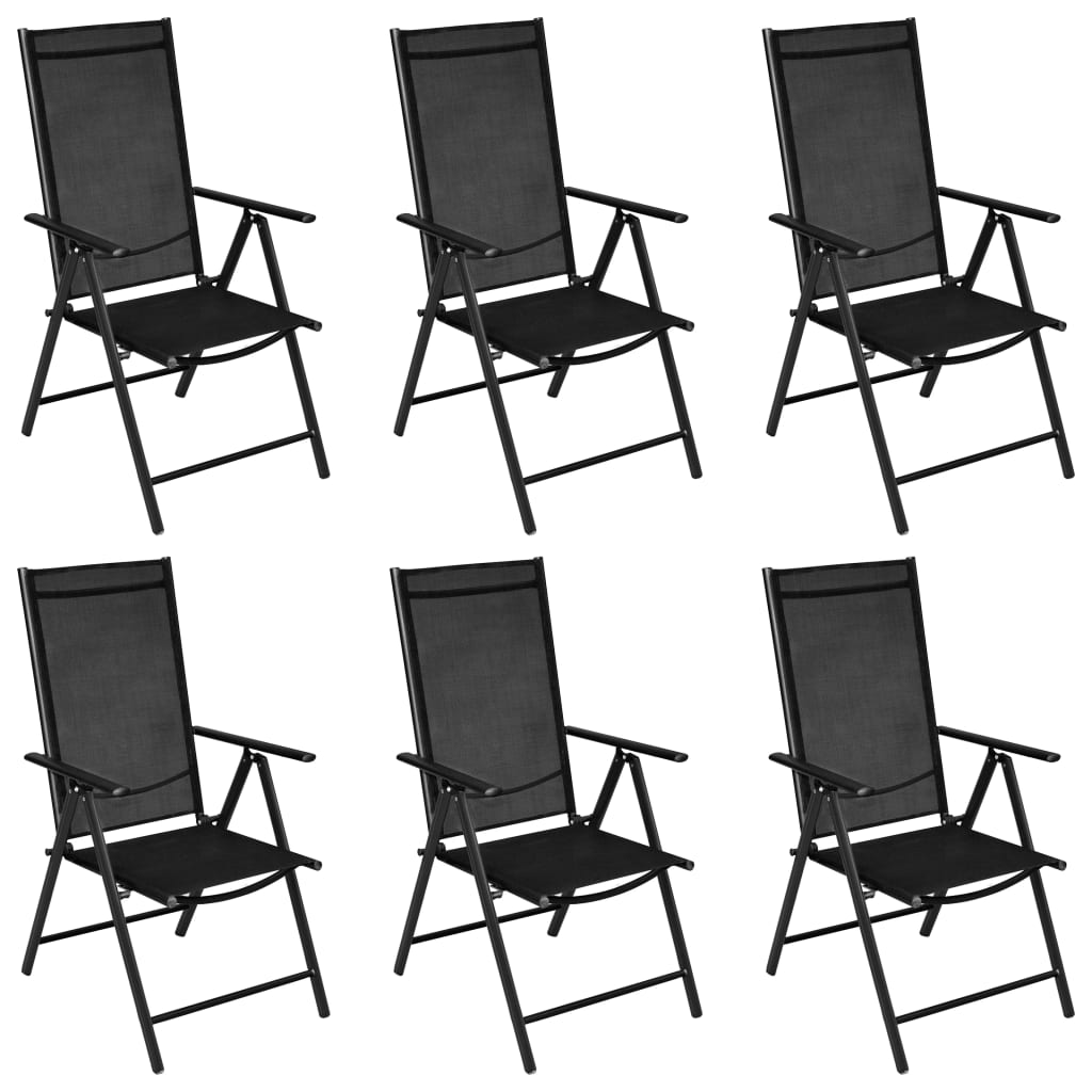 vidaXL Dining Set | Black | Powder-coated aluminium, Textilene, Glass | Medium