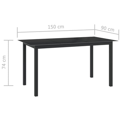 vidaXL Dining Set | Black | Powder-coated aluminium, Textilene, Glass | Medium