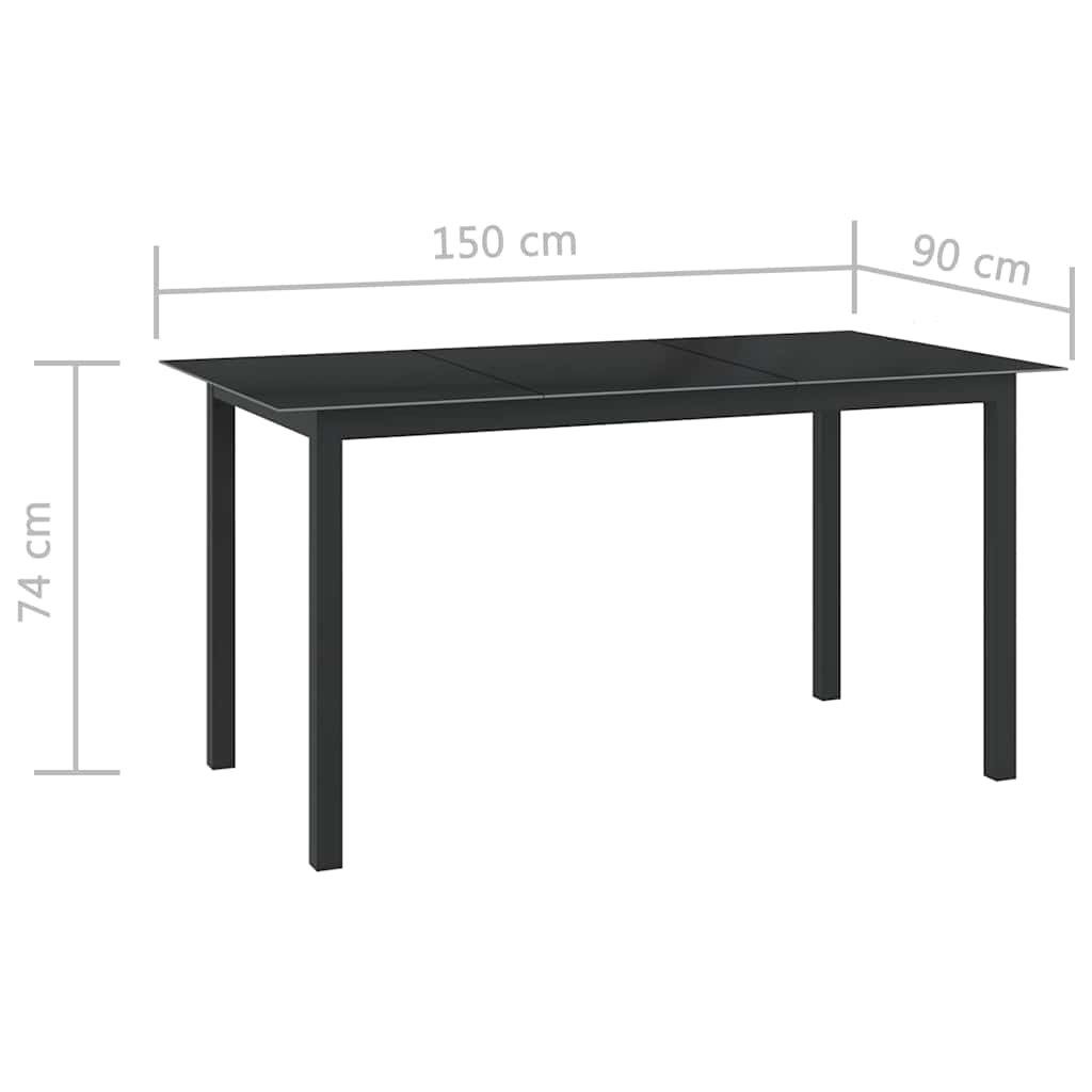 vidaXL 7 Piece Garden Dining Set Aluminium Black