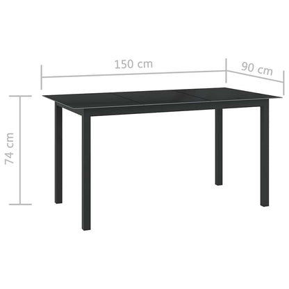 vidaXL 7 Piece Garden Dining Set Aluminium Black