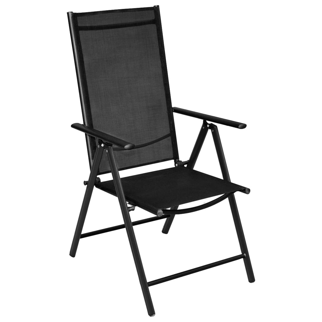 vidaXL Dining Set | Black | Powder-coated aluminium, Textilene, Glass | Medium