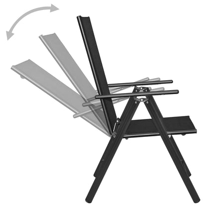 vidaXL Dining Set | Black | Powder-coated aluminium, Textilene, Glass | Medium