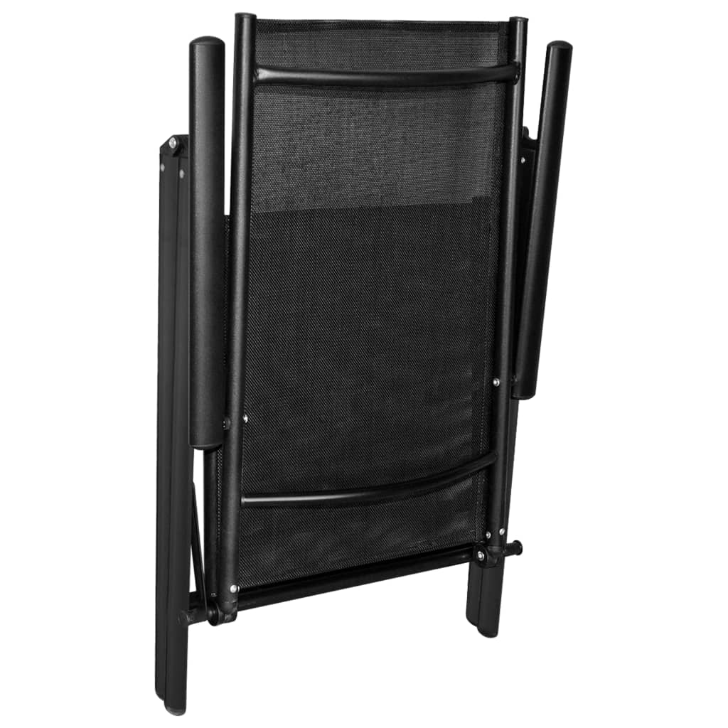 vidaXL Dining Set | Black | Powder-coated aluminium, Textilene, Glass | Medium
