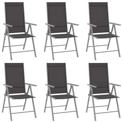 vidaXL Dining Set | Silver and Black | Powder-coated aluminium, textilene, glass