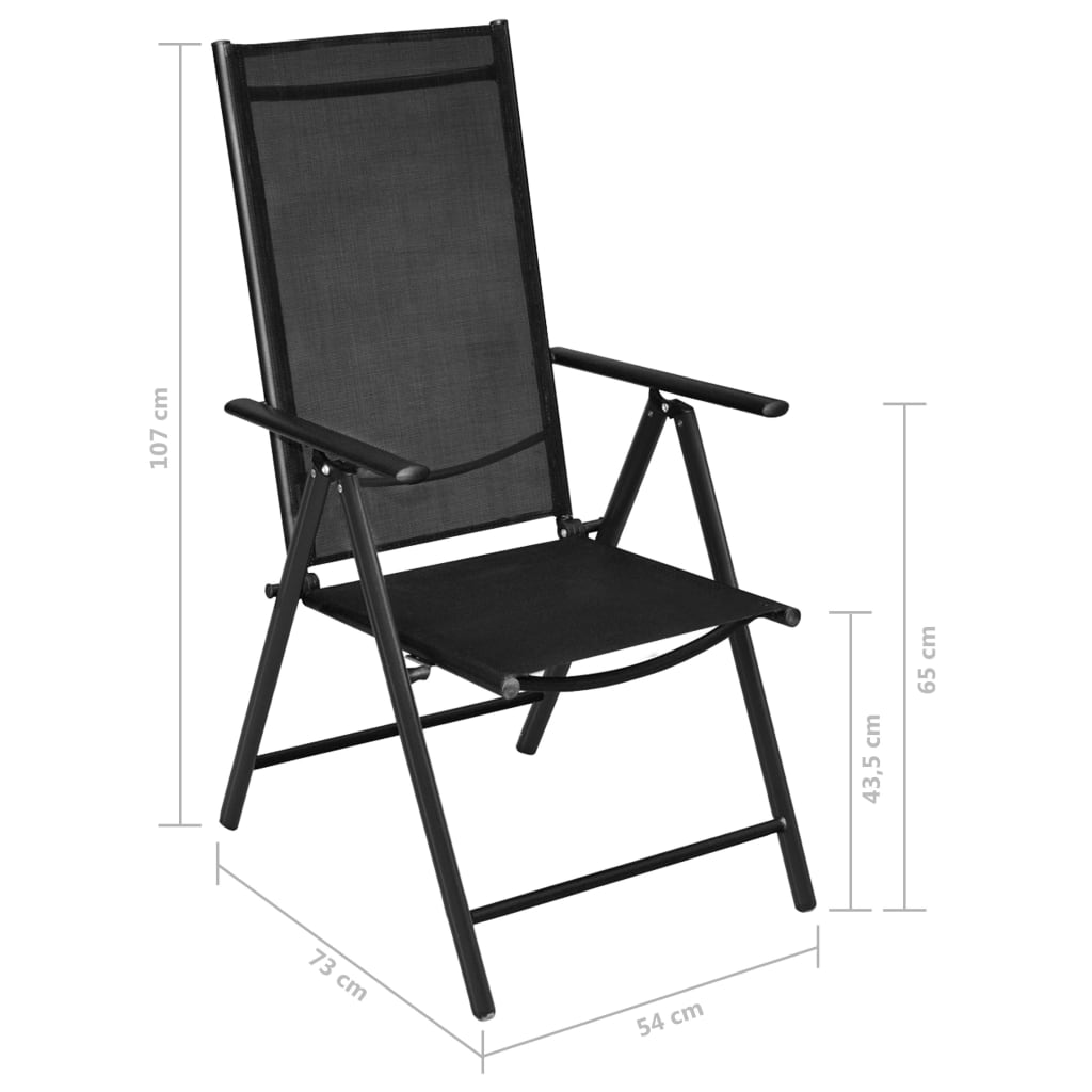 vidaXL Dining Set | Silver and Black | Powder-coated aluminium, textilene, glass