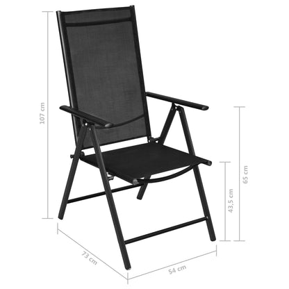 vidaXL Dining Set | Silver and Black | Powder-coated aluminium, textilene, glass