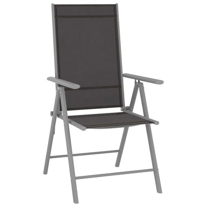 vidaXL Dining Set | Silver and Black | Powder-coated aluminium, textilene, glass