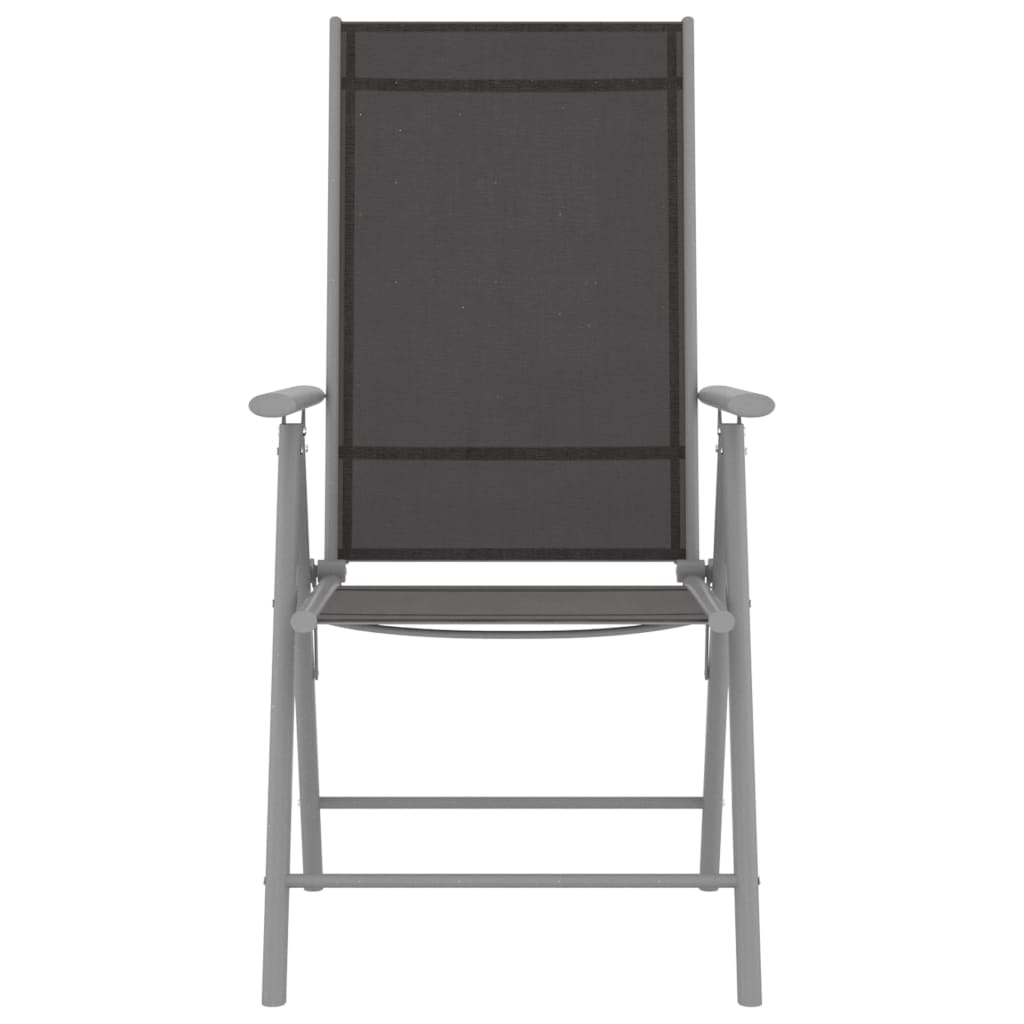 vidaXL Dining Set | Silver and Black | Powder-coated aluminium, textilene, glass