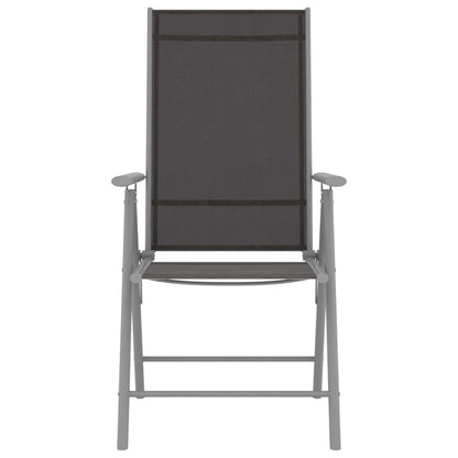 vidaXL Dining Set | Silver and Black | Powder-coated aluminium, textilene, glass