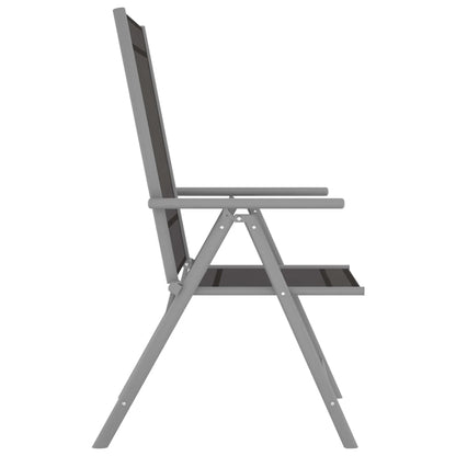 vidaXL Dining Set | Silver and Black | Powder-coated aluminium, textilene, glass