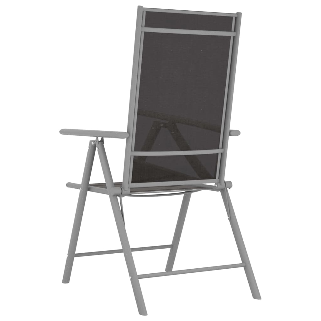 vidaXL Dining Set | Silver and Black | Powder-coated aluminium, textilene, glass