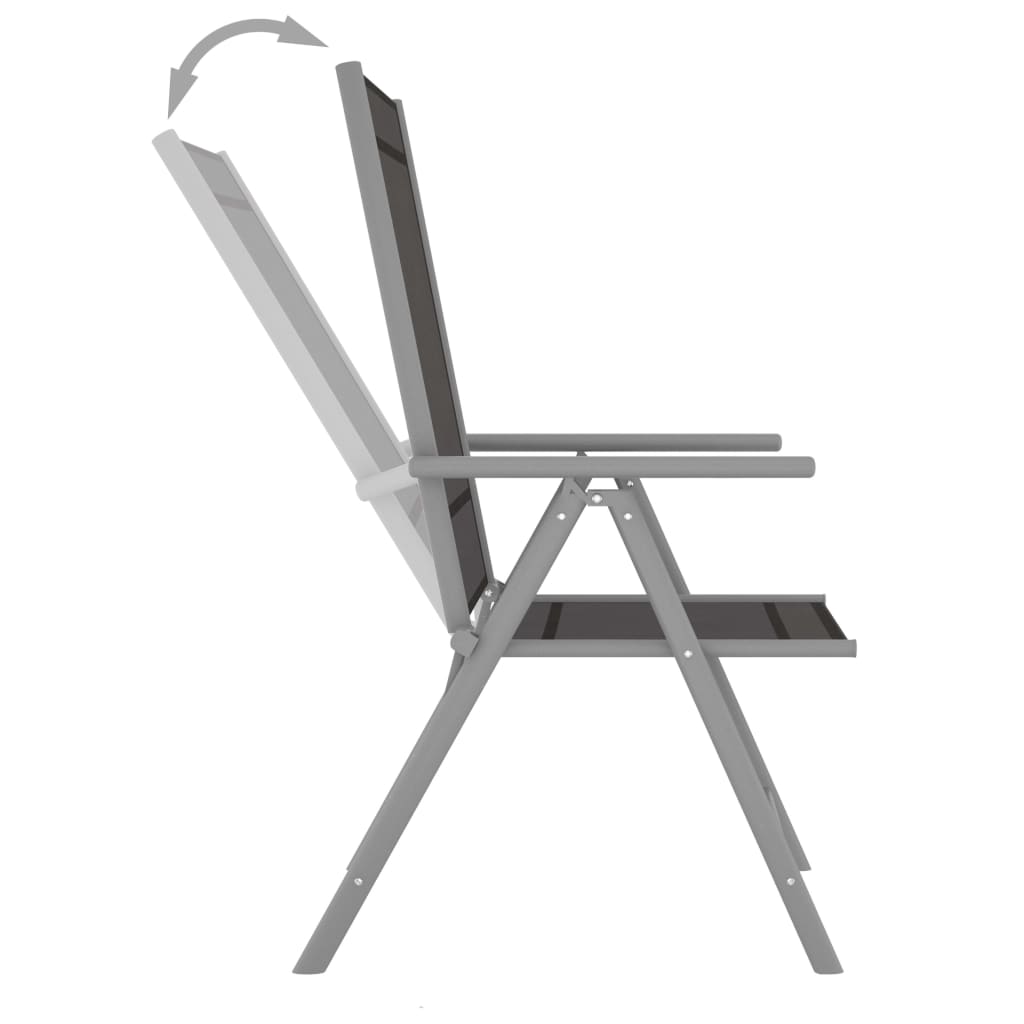 vidaXL Dining Set | Silver and Black | Powder-coated aluminium, textilene, glass