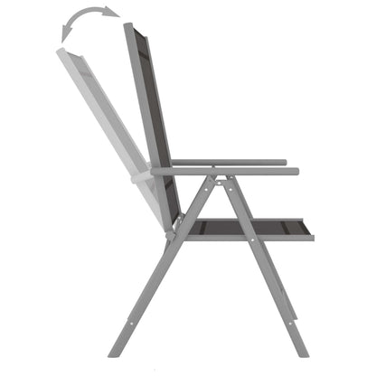 vidaXL Dining Set | Silver and Black | Powder-coated aluminium, textilene, glass