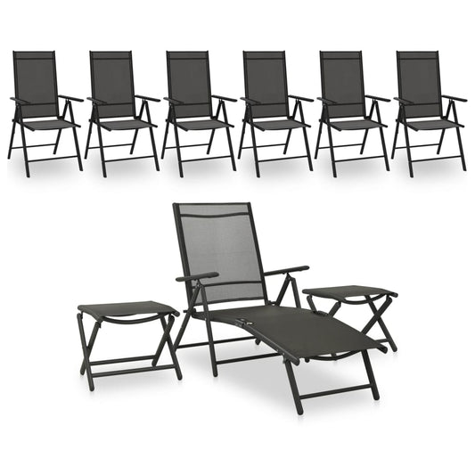 vidaXL Garden Lounge Set | Black and Anthracite | Aluminium, Textilene | Medium