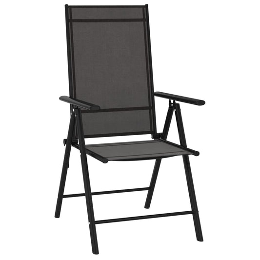 vidaXL Dining Set | Black | Aluminium | 10 Piece Set | Adjustable Footrests