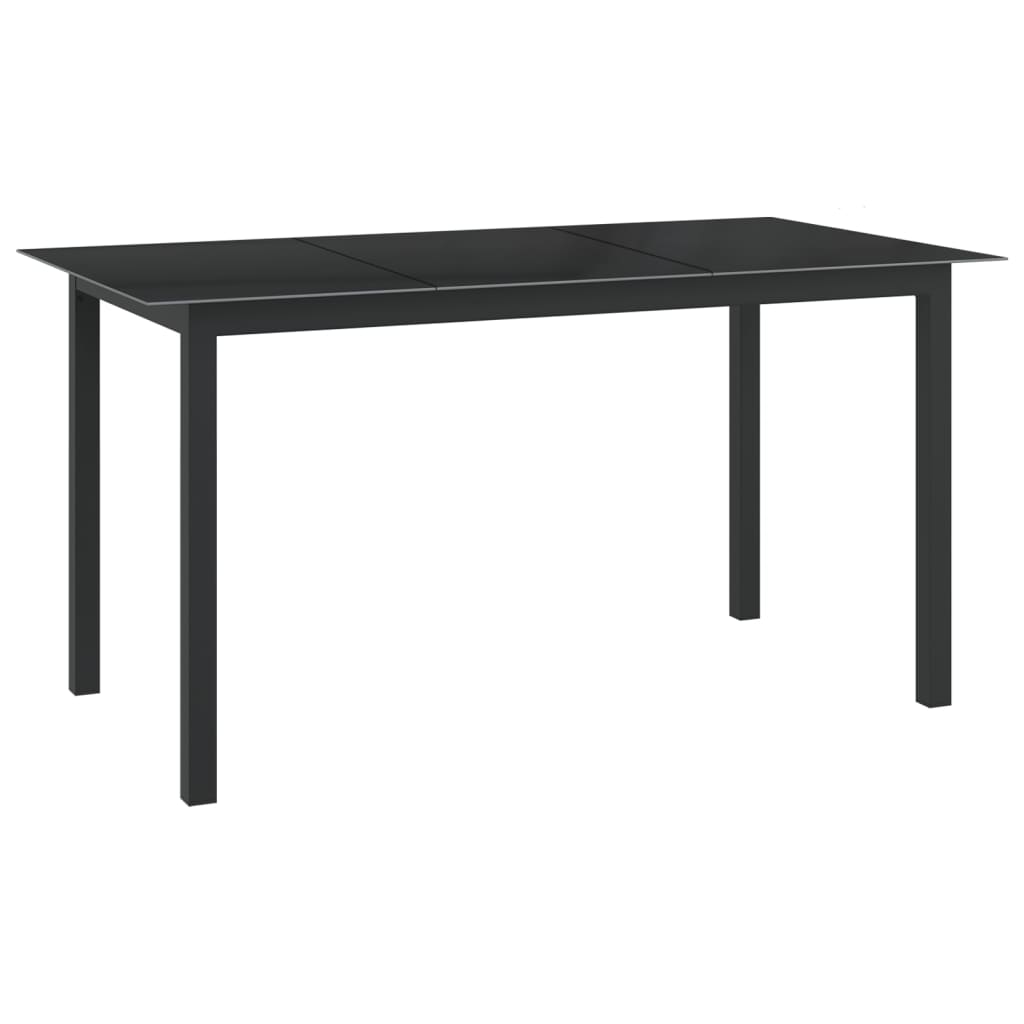 vidaXL Dining Set | Black | Aluminium | 10 Piece Set | Adjustable Footrests