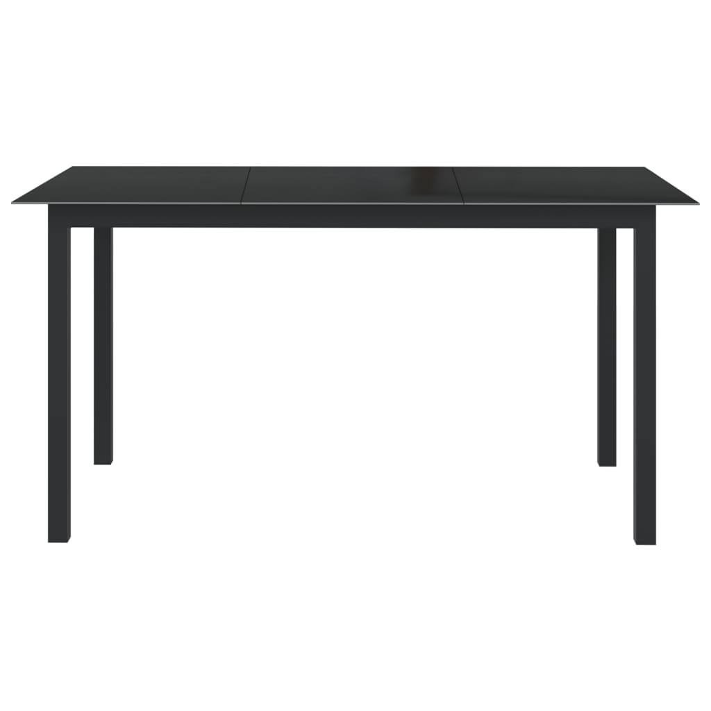 vidaXL Dining Set | Black | Aluminium | 10 Piece Set | Adjustable Footrests