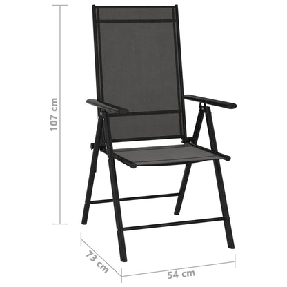 vidaXL Dining Set | Black | Aluminium | 10 Piece Set | Adjustable Footrests