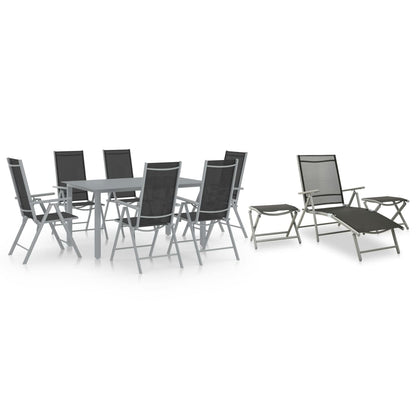 vidaXL 10 Piece Garden Dining Set Black and Silver