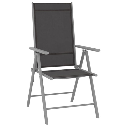 vidaXL Dining Set | Black, Silver, Light Grey | Aluminium, Textilene, Glass
