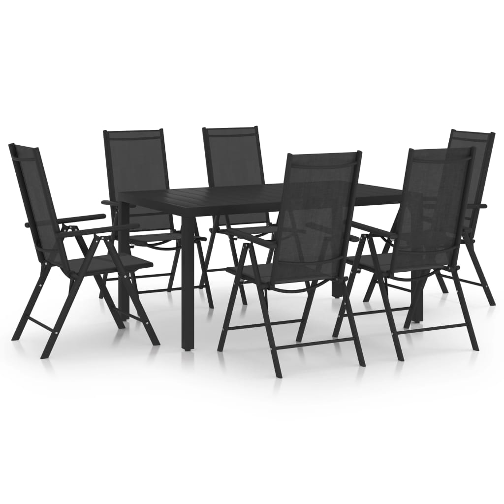 vidaXL Dining Set | Black | Powder-coated aluminium, Textilene, WPC | Standard