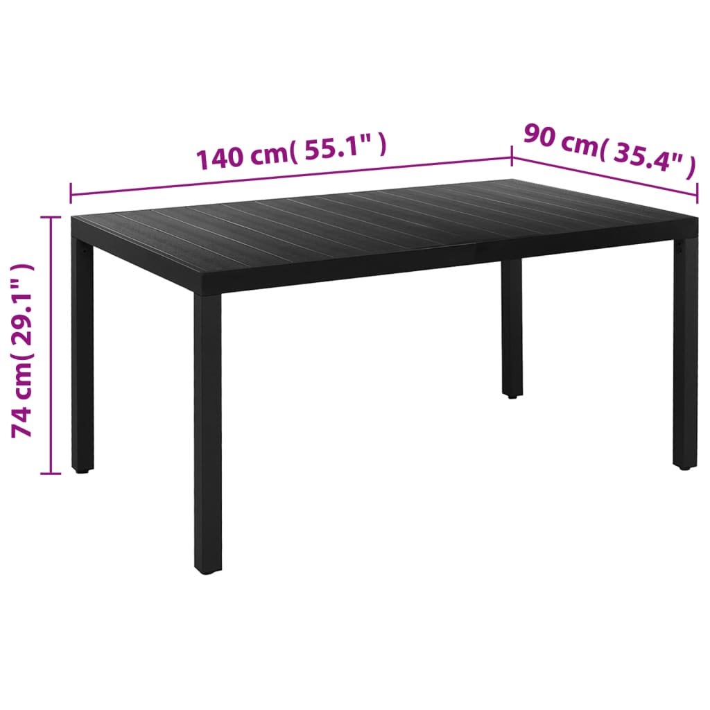 vidaXL Dining Set | Black | Powder-coated aluminium, Textilene, WPC | Standard
