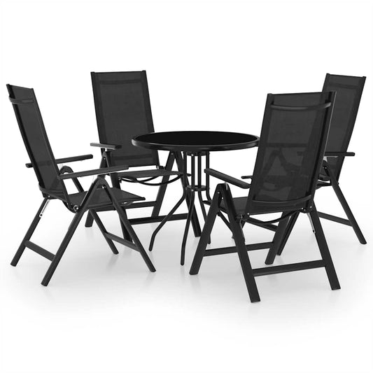 vidaXL Bistro Set | Black and Anthracite | Aluminium | 5 Piece Set