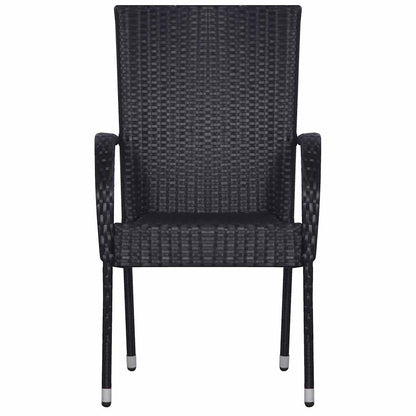 vidaXL 7 Piece Garden Dining Set Poly Rattan Black