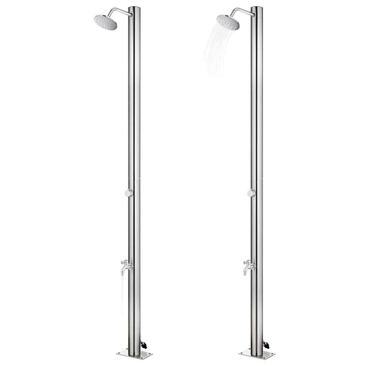 vidaXL Garden Shower with Brown Base 220 cm Stainless Steel