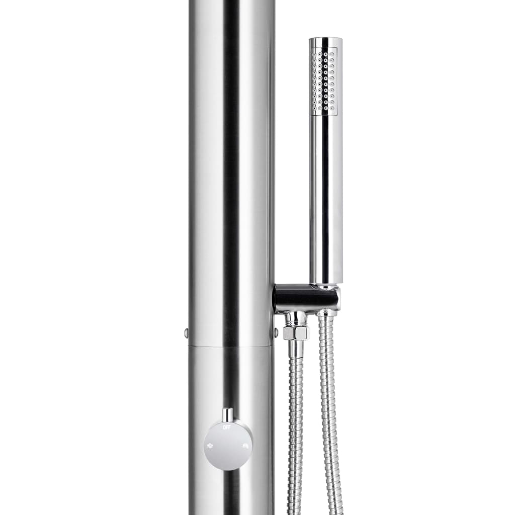 vidaXL Garden Shower with Brown Base 230 cm Stainless Steel