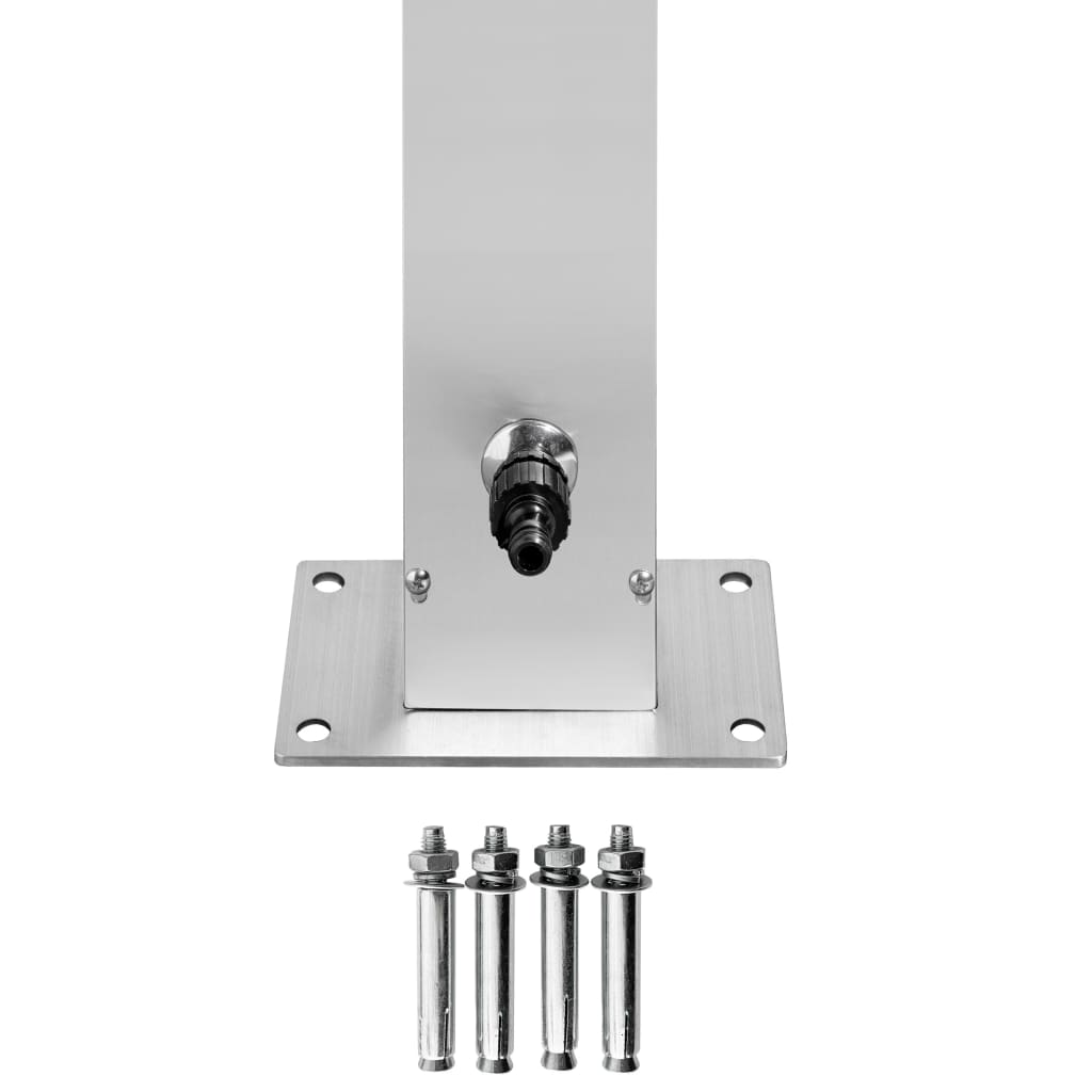 vidaXL Garden Shower with Grey Base 225 cm Stainless Steel