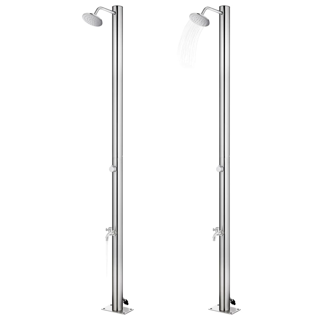 vidaXL Garden Shower with Grey Base 220 cm Stainless Steel