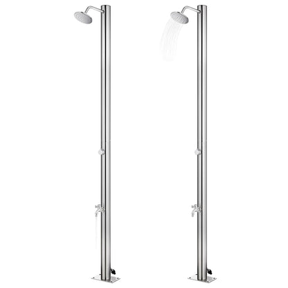 vidaXL Garden Shower with Grey Base 220 cm Stainless Steel